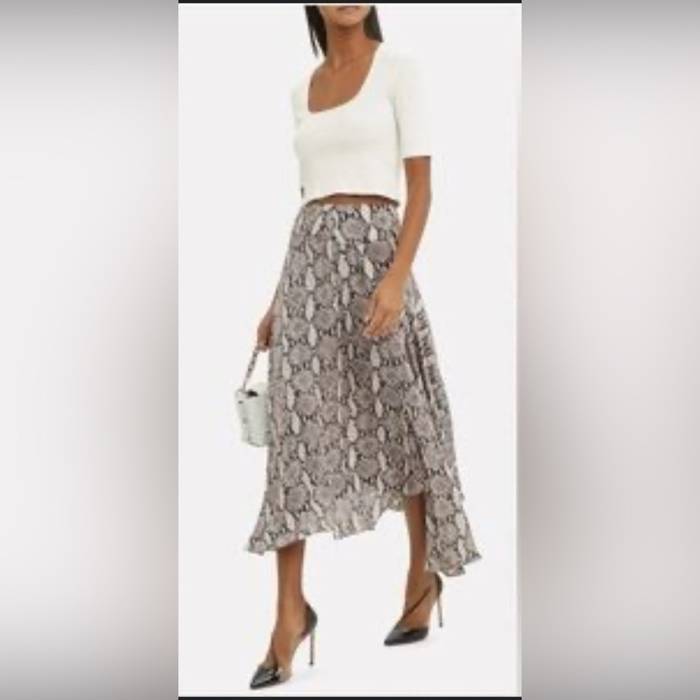 A.L.C. sz 10 100% Silk Asymmetrical Snake Skin Print Lined Flowy Animal Priny